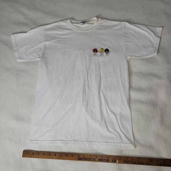 Vintage MMs T Shirt Mens Size Medium White Y2k Grunge Retro Jerzees Heavyweight - Picture 7 of 16